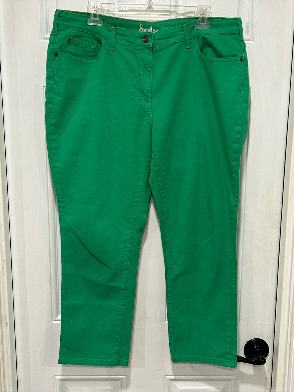 Boden Cropped Stretch Chino Ankle Jeans Sz US 14R WC119 Cotton Green Preppy